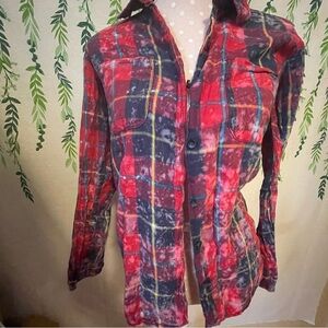 Size S Vanilla Star Bleached Plaid Shirt D1